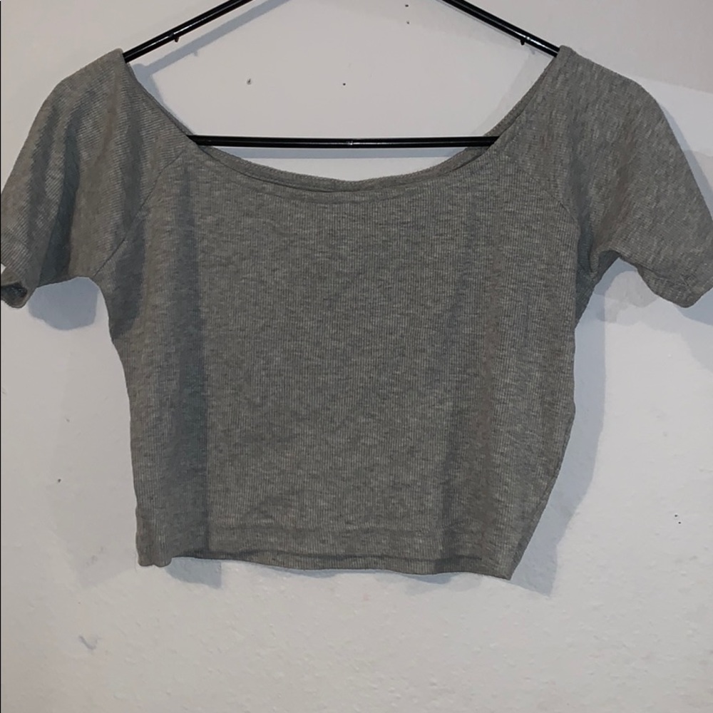 Grey off the shoulder crop top
